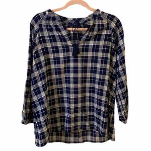Madewell Plaid Tie Front Top